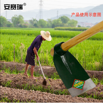 安赛瑞 锄头 开荒翻地农用除草方平锄 1.4米椿木长柄钢制园林园艺锄头 軍印 27108