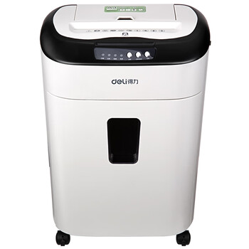得力（deli）碎纸机多功能办公碎纸机双入纸口碎纸80张自动入纸可连续碎纸机灰白色 9926