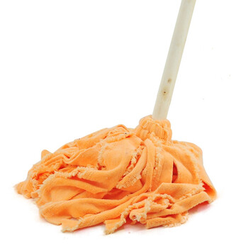 益美得 木柄圆头墩布拖把商用老式棉线棉布拖把木头钢丝扎拧棉拖把 彩色毛巾布