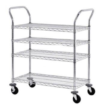 川井（WELLAND）手推车 可定制四层碳钢车间仓库搬运车线网小拖车物料转运车线棒周转车拣料车 106*60*125cm