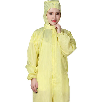 者也 连体连帽防静电服 1件 蓝色实验室电子厂防尘劳保工作衣 XL码