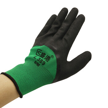 盛港浸胶线手套 尼龙耐磨防滑半胶加厚劳保用品 12双装SGL389