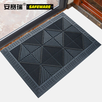 安赛瑞 室外镂空除尘地垫 EVA拼接除尘地垫 拼接式刮泥防滑脚垫 单刷灰刷灰底 60×120×2.5cm 23345