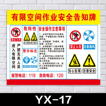 有限空间警示牌冷库作业安全告知牌密闭受限未经许可不得入内安全标识