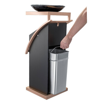 舒蔻【酒店垃圾桶】烟灰缸不锈钢大堂立式室外宾馆时尚带内桶走廊带烟灰缸垃圾桶烟灰桶方桶A-178B玫瑰金