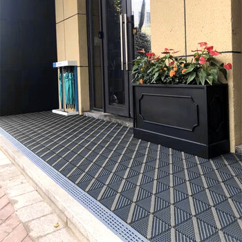 豫之韵 定制拼接三合一地垫门垫蹭脚垫防滑垫门厅室外台阶镂空塑料垫毯单刷灰90*120cm