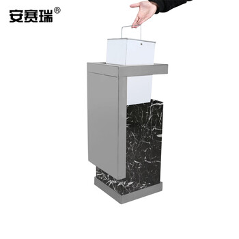 安赛瑞 不锈钢垃圾桶 带烟灰缸立式电梯口烟灰桶 室内酒店商场宾馆 不锈钢色 27192