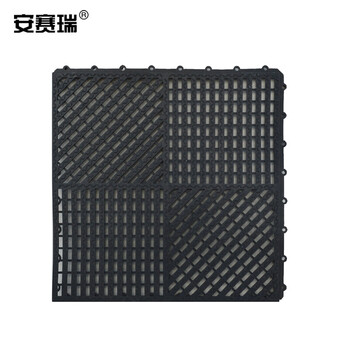 安赛瑞 疏水防滑垫 泳池卫生间拼块地垫 60cm×90cm×9mm PVC镂空疏水垫 深灰色27118