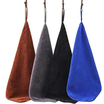 兰诗（LAUTEE）QJ-300 方形纤维毛巾 酒店物业清洁抹布 带挂钩清洁方巾30*30厘米 葡萄紫10条装