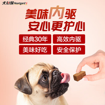犬心保（HEARTGARD）狗体内驱虫药 宠物狗驱蛔虫钩虫预防心丝虫药品中型犬M号 美国进口整盒6粒装