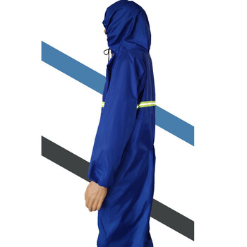 共泰 连体防尘防水耐油工作服雨衣 全身防护带脚套 蓝色 XXXL