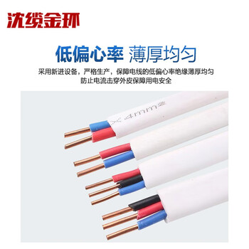 沈缆金环 ZR-BVVB-450/750V-2*1.0mm² 铜芯阻燃扁电线 100米/捆