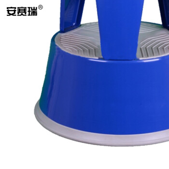 安赛瑞 钢制脚踏梯凳 理货凳超市取货凳登高凳 图书馆洗车移动梯凳 多功能仓库可移动脚踏圆凳 蓝色 25232