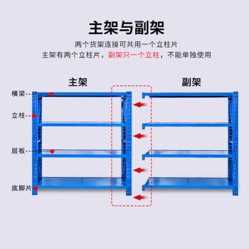 张氏艺佳 货架2000*600*2000mm主架四层/单层120KG 仓储仓库轻型置物架储物架超市展示架置物架