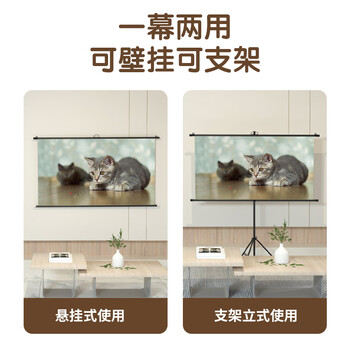 得力（deli）72英寸16:9支架挂壁两用幕布 投影幕布 简易家用 可支架可悬挂 投影机投影仪幕布 MS301