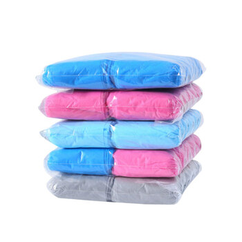 兰诗（LAUTEE）DA6029 一次性加厚无纺布鞋套防尘防滑脚套 400g蓝色（100只/包）2包装