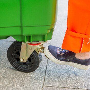 益美得 塑料环卫垃圾车户外手推移动垃圾桶大号清运车 1100L有脚踏绿色