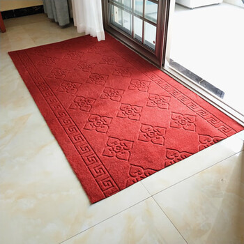 安赛瑞 压花防滑地毯 商场办公室酒店大堂餐厅卷材地毯 1.8×15m 楼梯走廊过道地毯 暗红26801