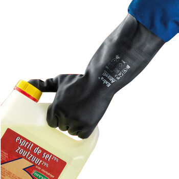 ANSELL 87-950橡胶防化学实验室检查 防酸碱防护耐水劳保工作手套 定做 L码 1付