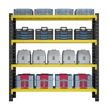 知旦中型货架ZD8184钢制收纳架置物架2000*500*2000mm承重200kg/层黑黄色