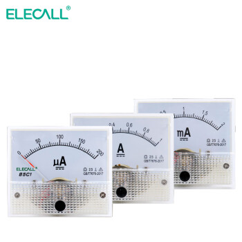 伊莱科(ELECALL)指针式直流电流表 安培表 85C1-A机械表头50μA~10A直接式 白色 500mA 7 