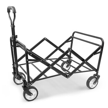 海斯迪克 HKCL-291 手推车营地车 户外露营购物折叠拉杆拉货搬运车 黑色(承重60kg)