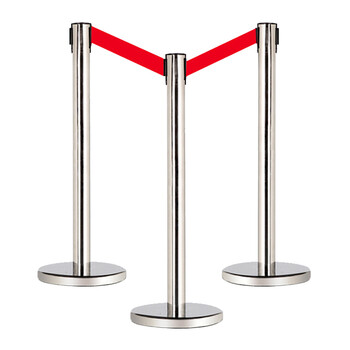 谋福CNMF安全隔离带伸缩带排队围栏栏杆银行护栏杆警戒警示柱【3米单层不锈钢(加厚加厚底座一支装)】191