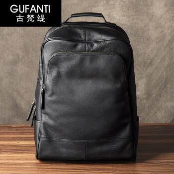 古梵缇（GUFANTI）双肩包男 头层牛皮双肩背包大容量电脑包商务背包旅行包gft-653 黑色