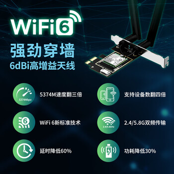 翼联（EDUP）WiFi6无线网卡台式机专用AX210电竞游戏双频5G pcie无线网卡wifi6蓝牙5.3二合一wifi接收EP-9651ES