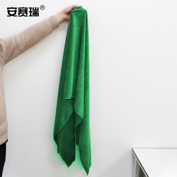 安赛瑞 超细纤维磨绒毛巾 60×180cm 多用途大号百洁布吸水清洁布保洁洗车 绿色 27058