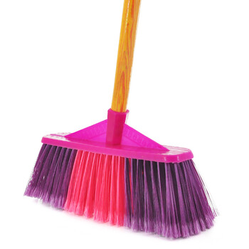 益美得 木柄硬毛扫把户外庭院笤帚商用物业环卫清洁扫把 黄斜杆宽头硬毛（三把装）