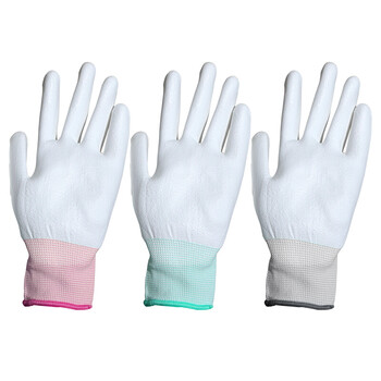 厚创  尼龙PU涂指涂层手套 透气指尖耐磨 【涂指】S粉色边/10双