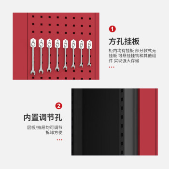 建功立业重型工具柜GY5210库房置物柜零件收纳柜三层板带挂板蓝色