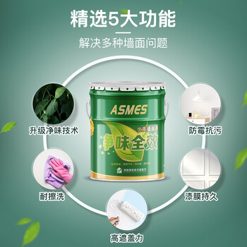 阿斯密 ASMES 净味全效内墙漆 乳胶漆墙面漆 环保全效水性涂料白色 18L