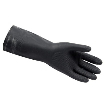 安思尔/Ansell 29-500 氯丁橡胶棉植绒防化手套30cm长 黑色 10码 12付/打 企业专享
