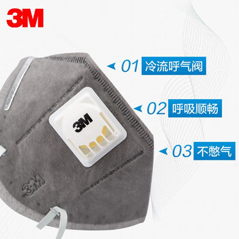 3M 9542V活性炭口罩KN95呼吸阀头戴式透气防颗粒物防雾霾PM2.5针织带20只装DKH