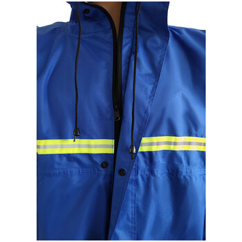 共泰 连体防尘防水耐油工作服雨衣 全身防护带脚套 蓝色 XXXL