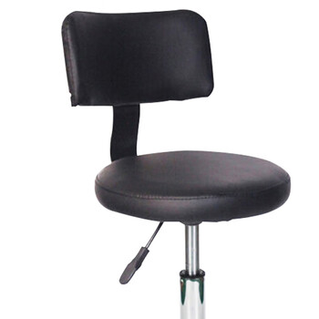 稳斯坦 员工凳 靠背脚钉款-黑色  圆凳实验室升降PU椅 工位设施  1把 WST210