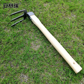 安赛瑞 三齿耙子 短柄松土耙草耙短柄松土三齿耙园林农用工具刨土挖土松花园阳台种植工具 长约37cm 530183