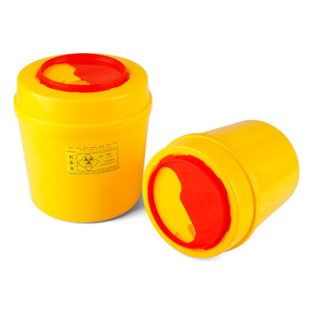 庄太太【圆形6L】黄色塑料垃圾桶一次性医疗利器盒锐器桶