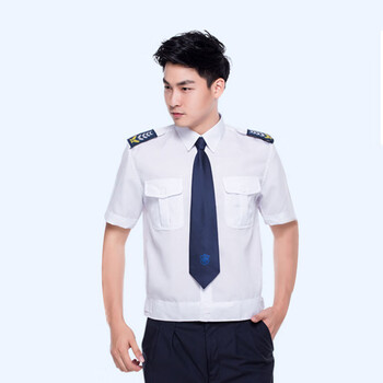 谋福CNMF615新式物业保安服短袖衬衣保安衣服夏季制服夏装工作服套装【 (白色短袖衬衣+配件)   175】