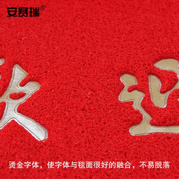 安赛瑞 PVC丝圈防滑地垫 除尘脚垫酒店商厦迎宾进门垫 欢迎光临 宽115长145cm红色 12215