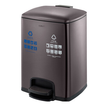南 SJ20-F03F 南方方形脚踏分类桶 黑金 20L容量 不锈钢脚踩垃圾桶 商场超市分类垃圾桶 果皮桶商用垃圾桶