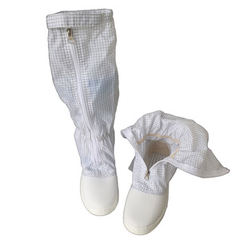 星工（XINGGONG）PU高筒防静电鞋防尘无尘室净化室用鞋 5mm白色网格长筒鞋36码XGJXC-2