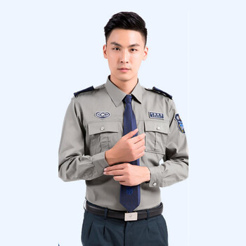 谋福CNMF623新式物业保安服短袖衬衣保安衣服夏季制服夏装工作服套装【 (灰色长袖衬衣+裤子+配件)   170】