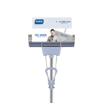 亿丽佳 滚轮式海绵拖把吸水墩布免手洗自动胶棉地板挤水式拖布 大号双排滚轮伸缩杆27cm 10件/组