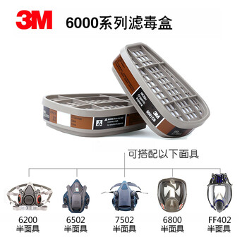 3M 6006CN防多种气体过滤盒 搭配6800/6500/6200等面具
