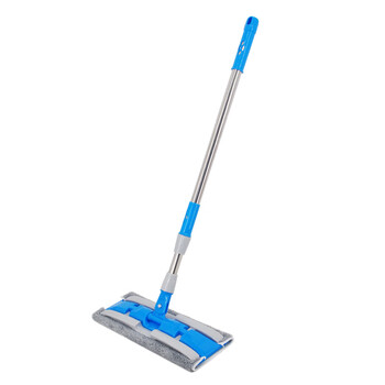 益美得 伸缩杆免手洗平板拖把夹布式地拖除尘推可替换布 夹布拖把+三块布+刮刀