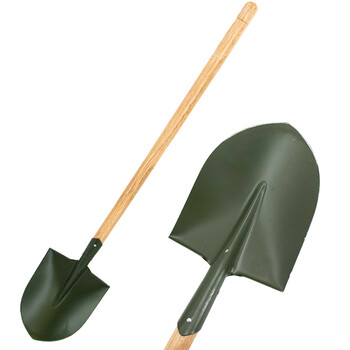 冰禹 BY-3481 工业清洁木柄铁锹铁镐 农用作业铲土锹铁锹铁镐 120CM军绿色大锹