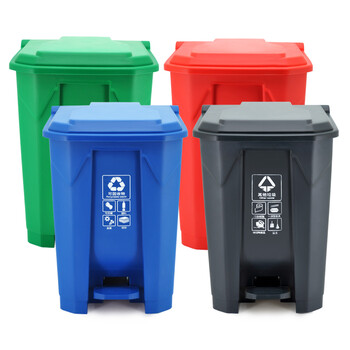 益美得 脚踏垃圾桶户外大号环卫分类垃圾箱厨房餐厅果皮桶 脚踏50L绿色（厨余垃圾）